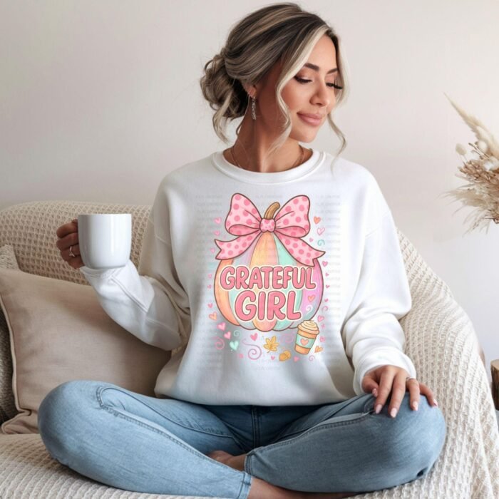 Alternative view of Grateful Girl Pastel Pumpkin PNG, Fall Shirt Design (Digital Download)