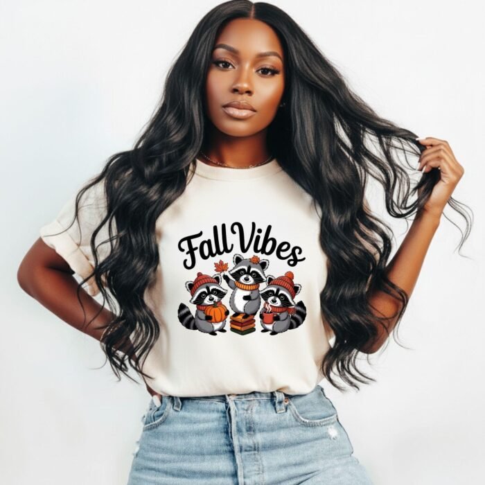 Alternative view of Fall Vibes Raccoon PNG, Cozy Autumn Design (Digital Download)