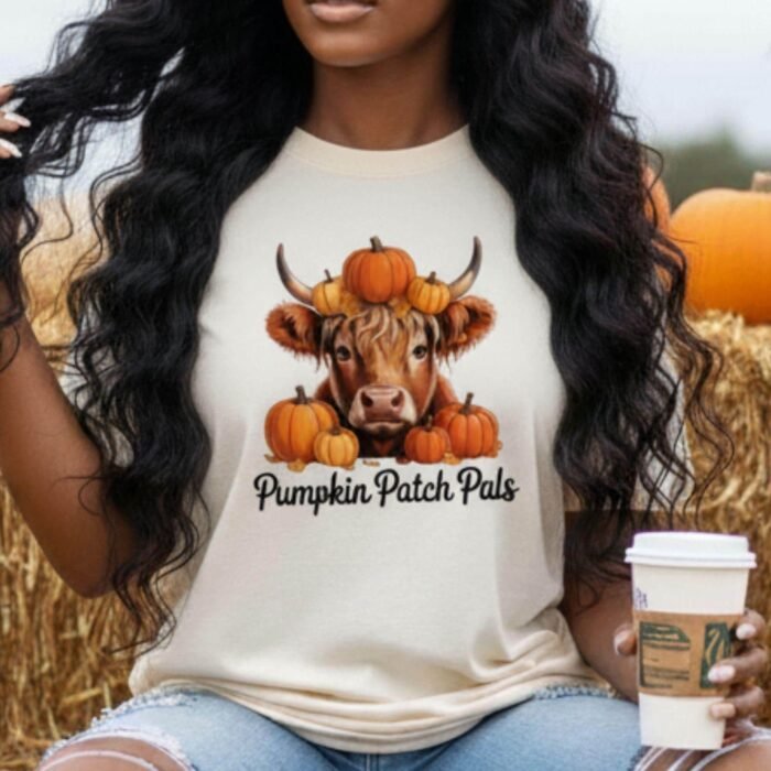 Alternative view of Highland Cow Pumpkin Patch PNG | Fall Animal Clipart (Digital Download)