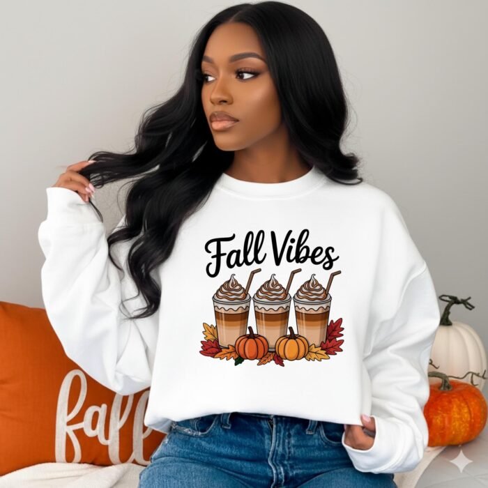 Alternative view of Fall Vibes Latte PNG: Pumpkin Spice Clipart, Autumn Design (Digital Download)