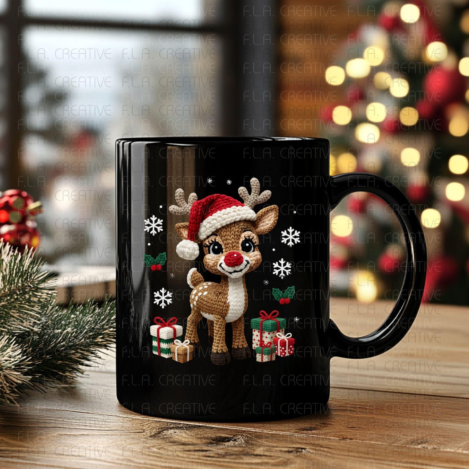 Christmas Crochet Reindeer PNG: Faux Yarn Style, Festive Design - Image 8