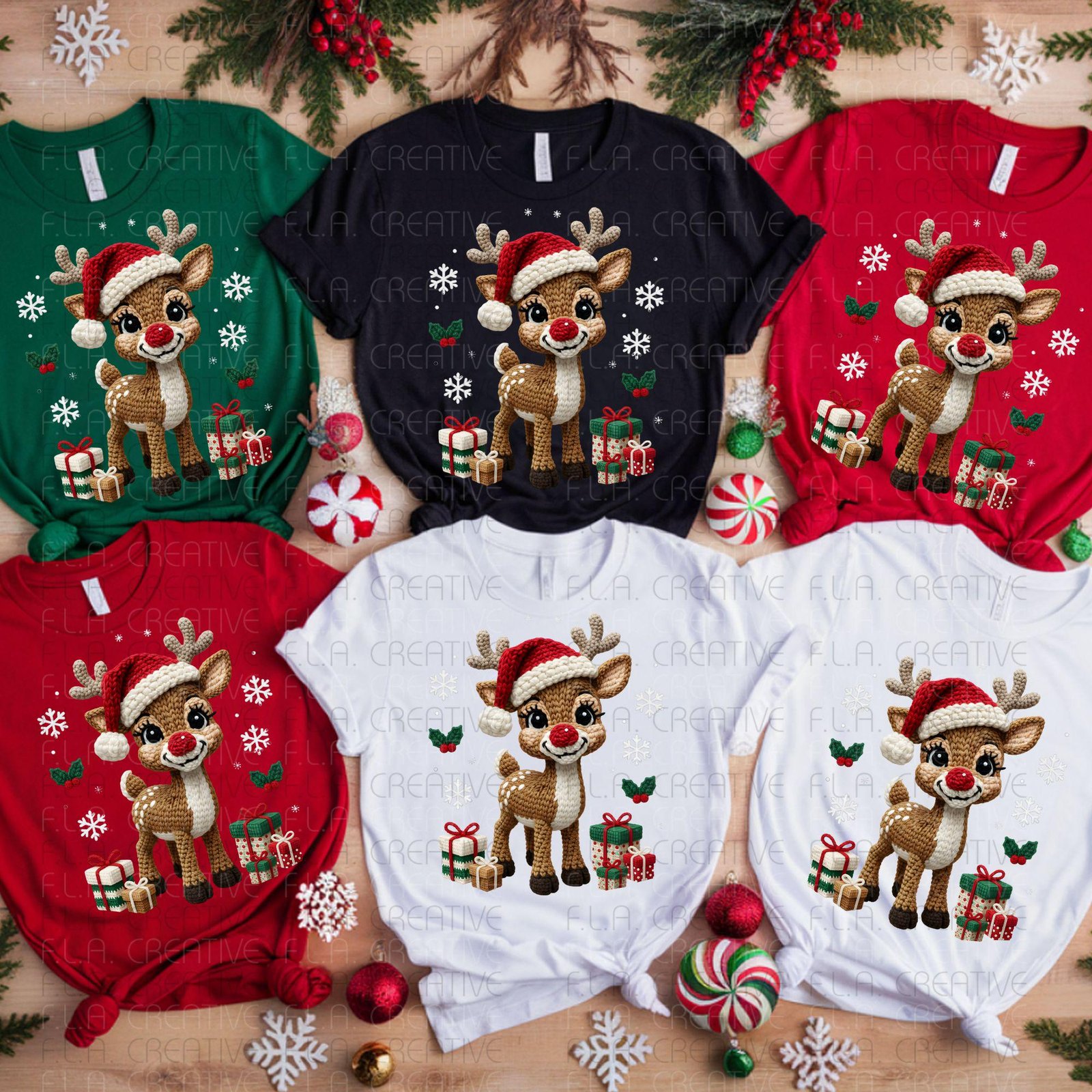 Christmas Crochet Reindeer PNG: Faux Yarn Style, Festive Design - Image 6