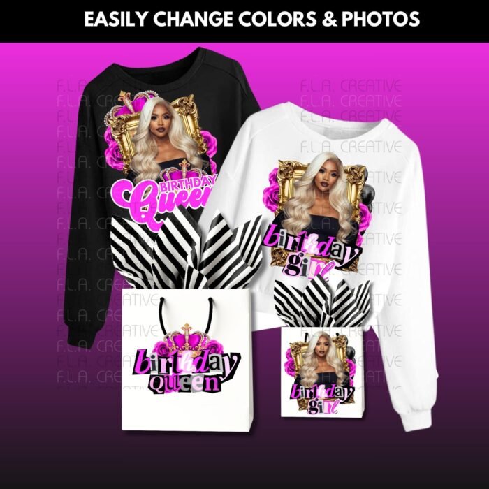 Alternative view of Melanin Birthday Queen Shirt Design, Red Black Gold, Canva Template (Digital Download)