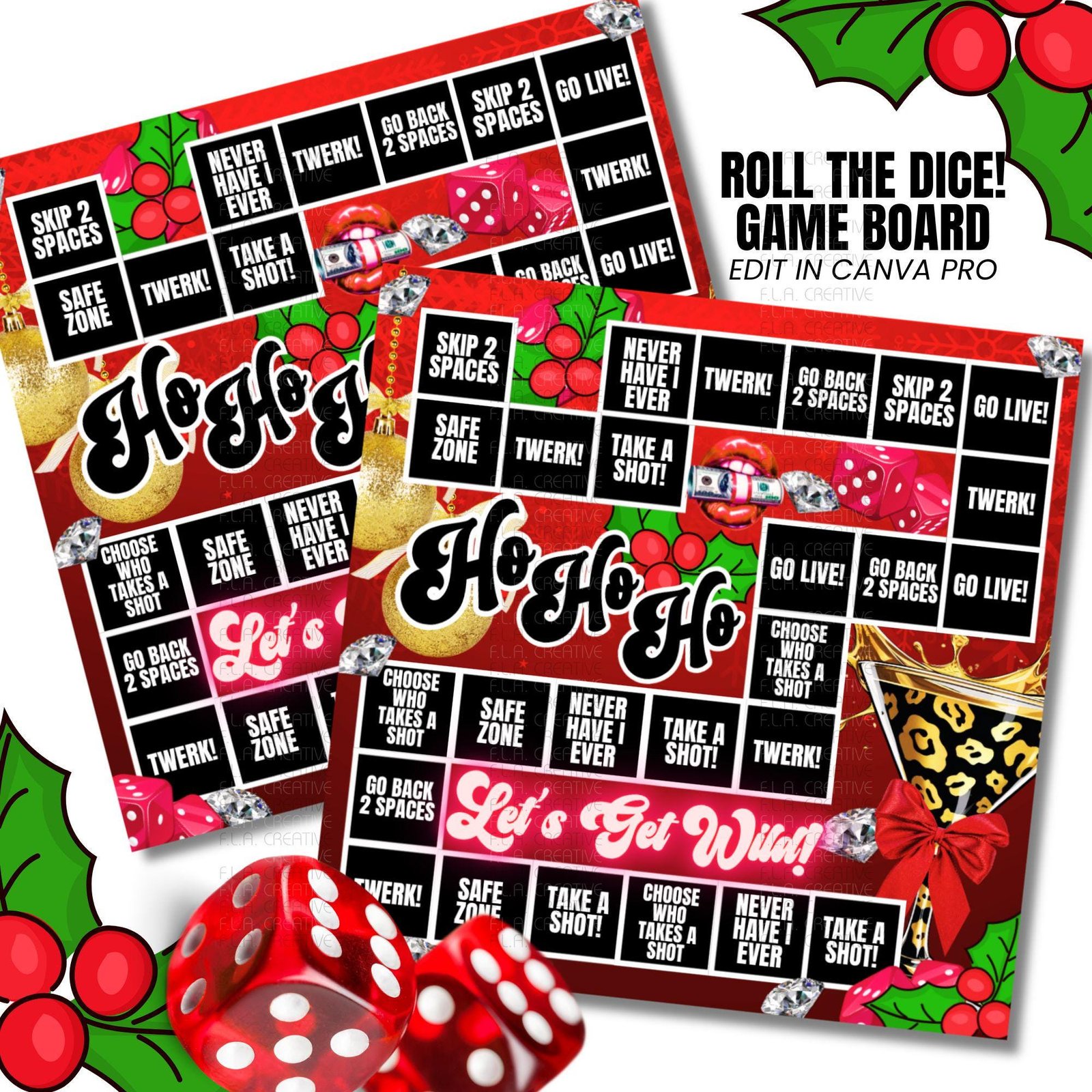 Adult Christmas Drinking Games, Editable Canva Templates (Digital Download) - Image 2