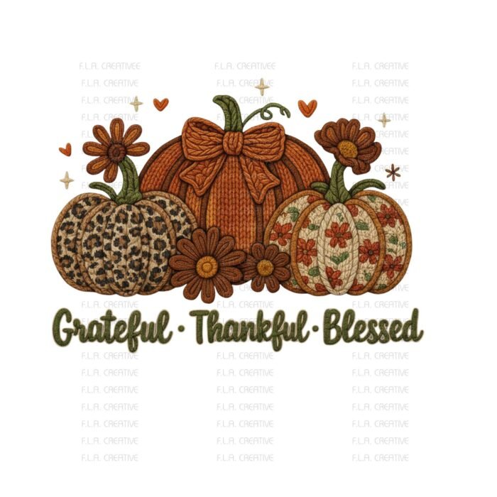 Alternative view of Grateful Thankful Blessed Pumpkins PNG, Fall Christian Design (Digital Download)