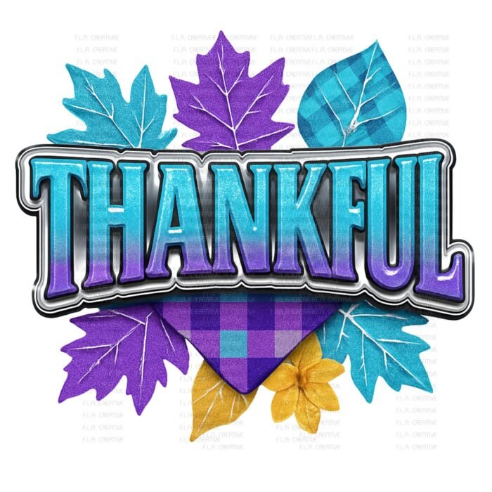Alternative view of Thankful PNG | Autumn Leaves, Buffalo Plaid (Digital Download)