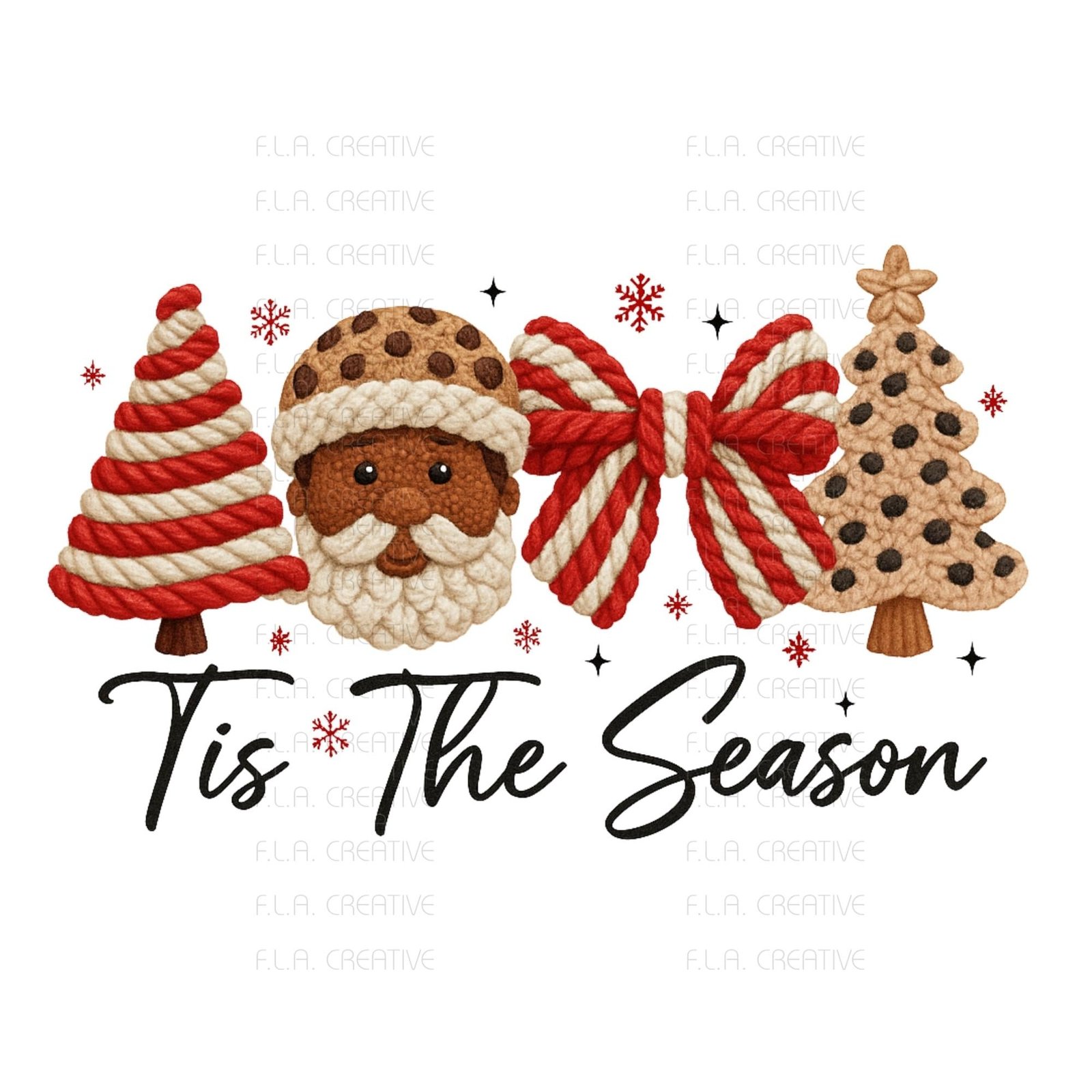 Black Santa 'Tis The Season' PNG | Christmas Holiday Design (Digital Download) - Image 2