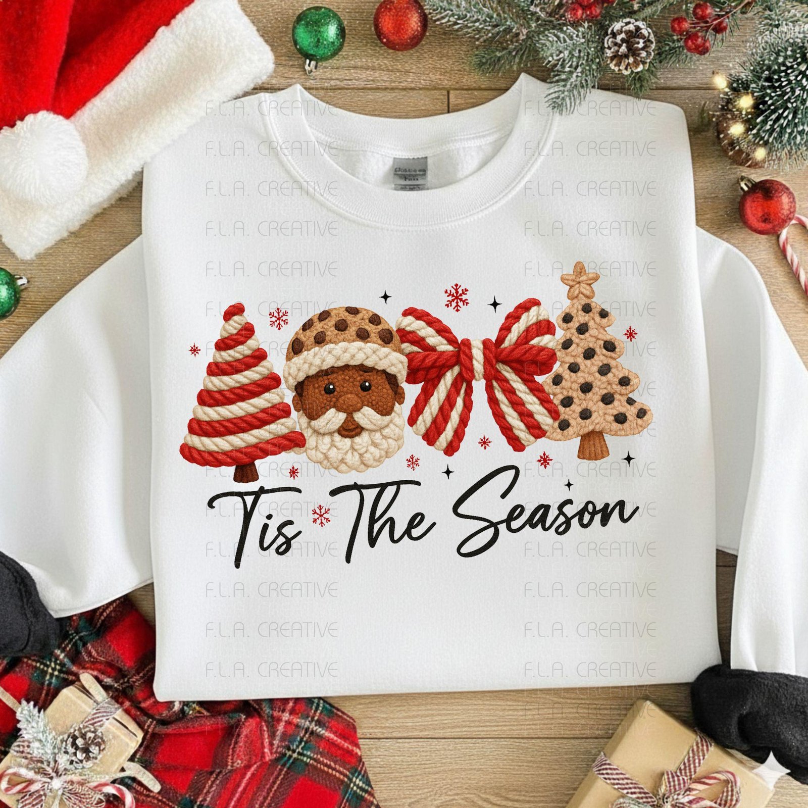 Black Santa 'Tis The Season' PNG | Christmas Holiday Design (Digital Download) - Image 3