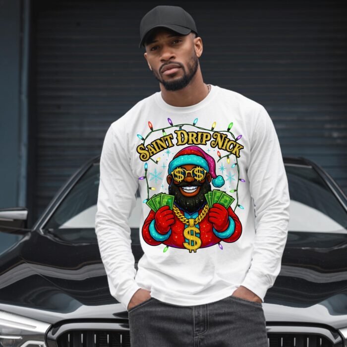 Saint Drip Nick Black Santa PNG, Hip Hop Christmas Graffiti Sublimation Design (Instant Download)