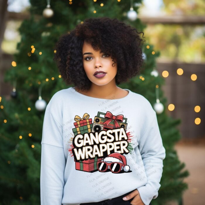 Gangsta Wrapper Christmas PNG, Holiday Hip Hop Design (Digital Art)