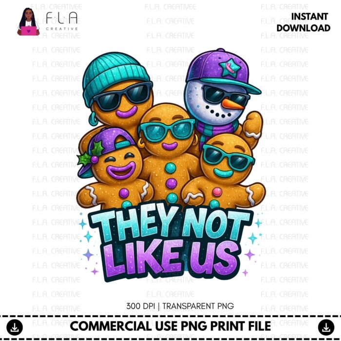 Alternative view of They Not Like Us Gingerbread Man Snowman PNG |Urban Hip Hop Holiday Art (Instant Download)