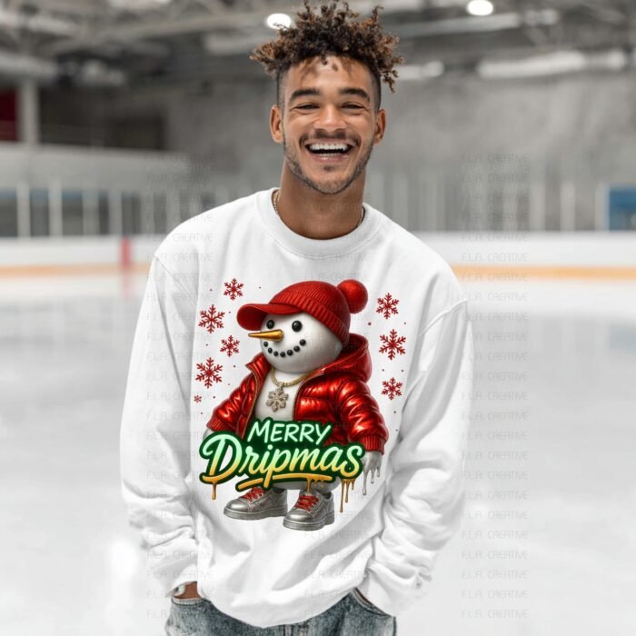 Merry Dripmas Urban Christmas Snowman PNG, Hip Hop Style (Digital Download)