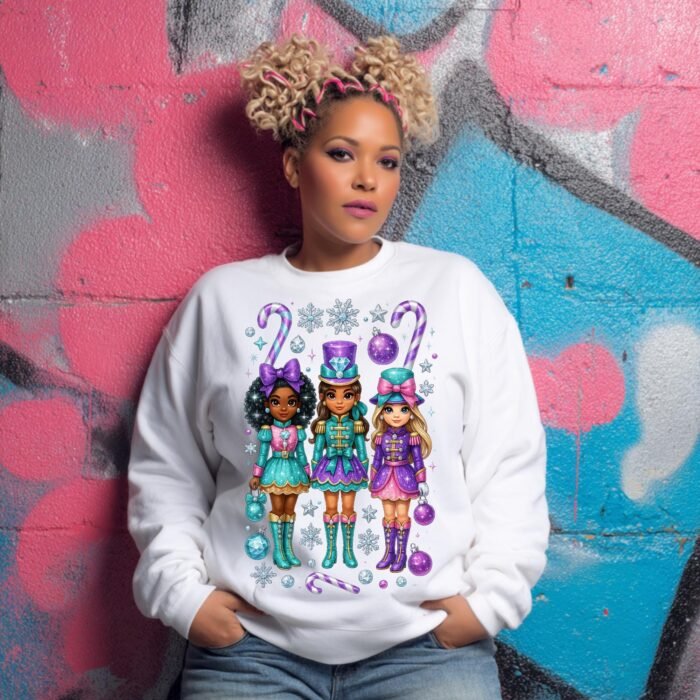 Candy Nutcracker Girls PNG, Sparkly Christmas Dolls, Pastel Holiday Design