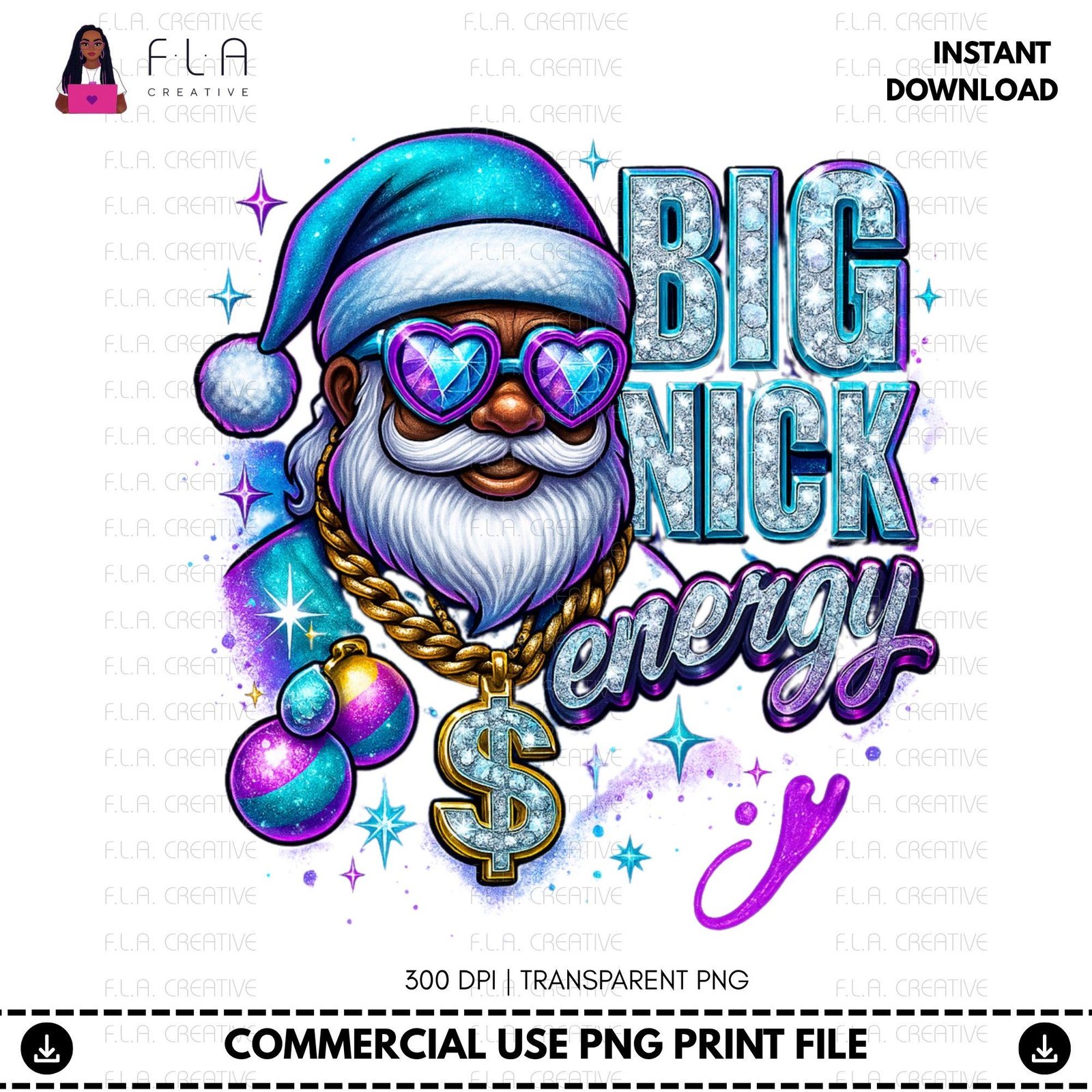 Big Nick Energy Christmas PNG | Urban Holiday Humor Sublimation Design (Instant Dowload) - Image 3