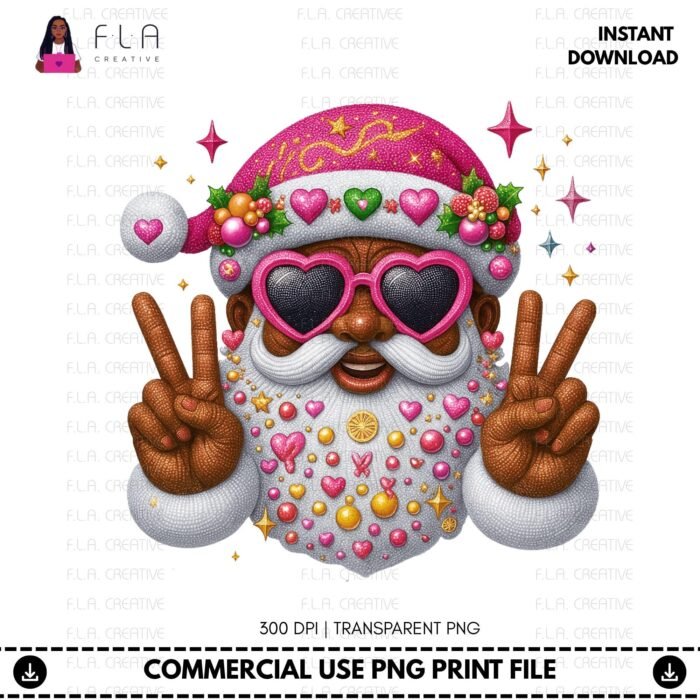 Alternative view of Peace and Love Santa PNG (Digital Download)