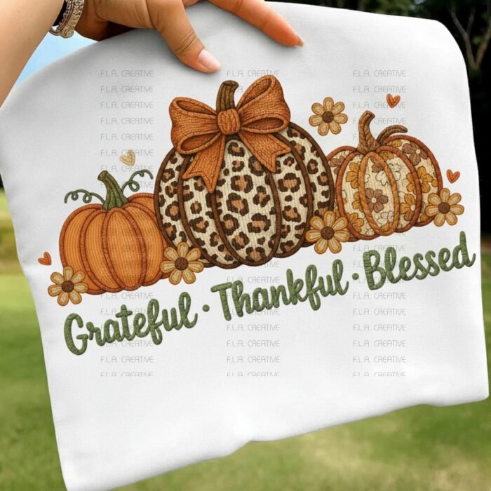 Alternative view of Grateful Thankful Blessed Pumpkin PNG, Fall Thanksgiving (Digital Download)