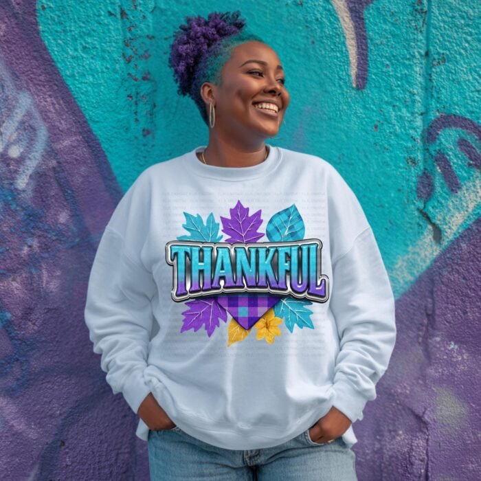 Thankful PNG | Autumn Leaves, Buffalo Plaid (Digital Download)