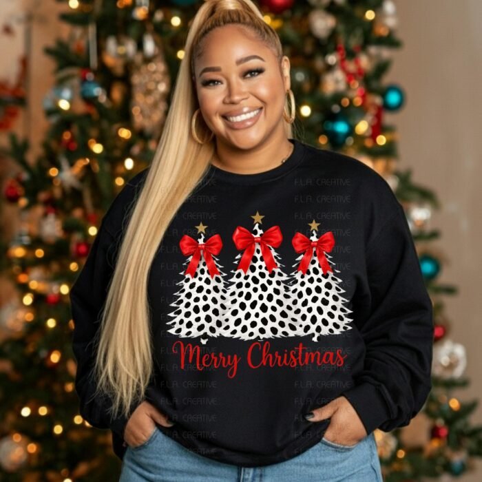 Merry Christmas PNG | Red Coquette Bow Polka Dot Christmas Tree | Instant Digital Download