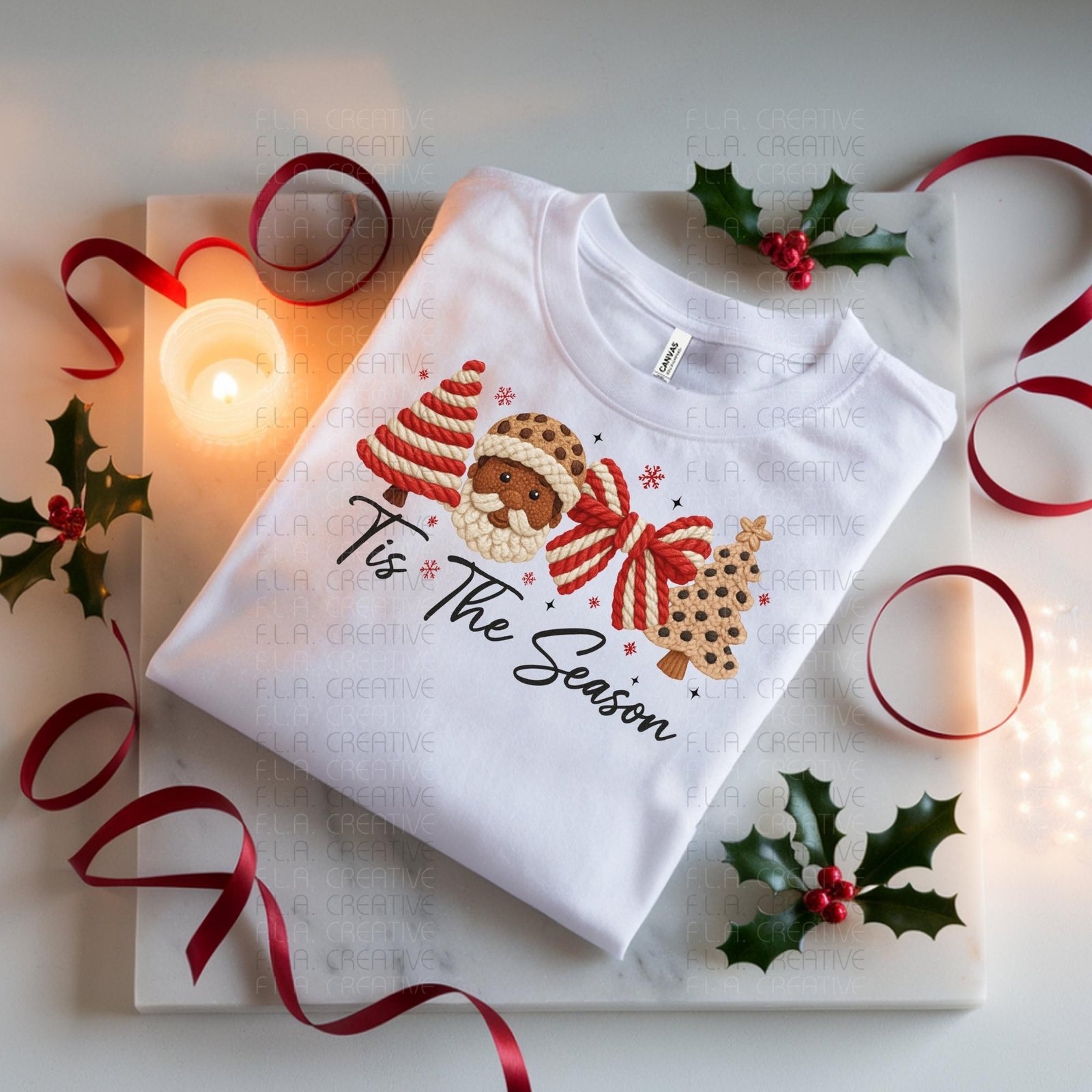 Black Santa 'Tis The Season' PNG | Christmas Holiday Design (Digital Download) - Image 4