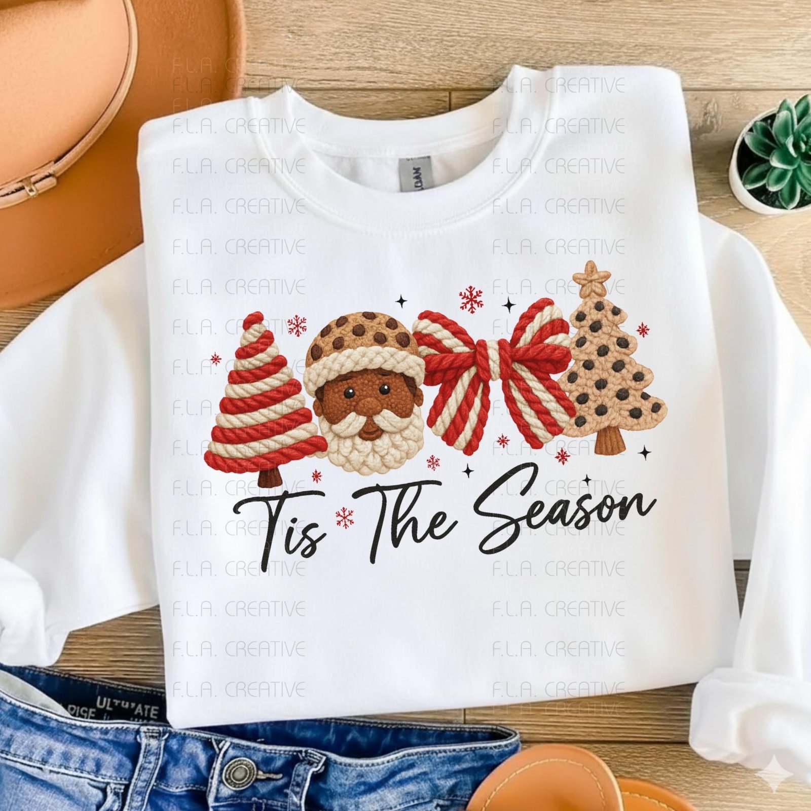 Black Santa 'Tis The Season' PNG | Christmas Holiday Design (Digital Download)