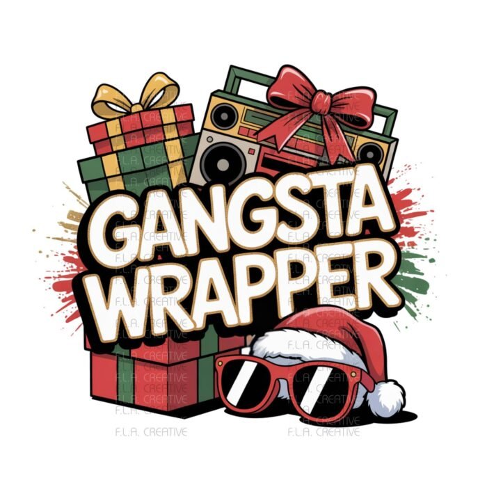 Alternative view of Gangsta Wrapper Christmas PNG, Holiday Hip Hop Design (Digital Art)