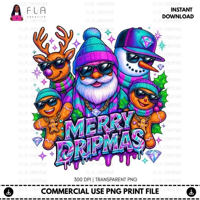 Alternative view of Merry Dripmas PNG, Hip Hop Christmas, Urban Holiday Design (Digital Download)