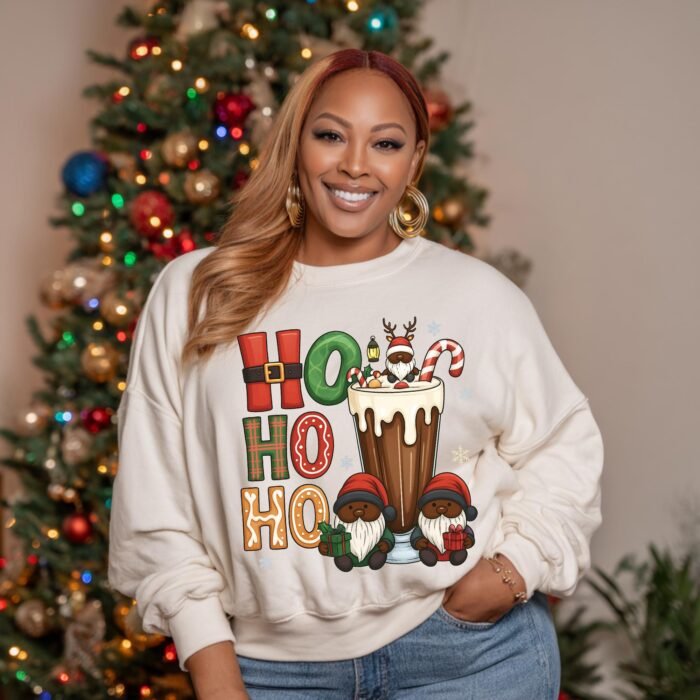 Black Santa Ho Ho Ho PNG(Instant Download)