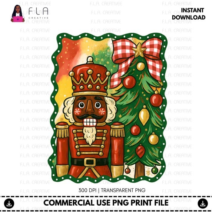 Alternative view of Black Nutcracker Christmas PNG | Afrocentric Holiday Clipart