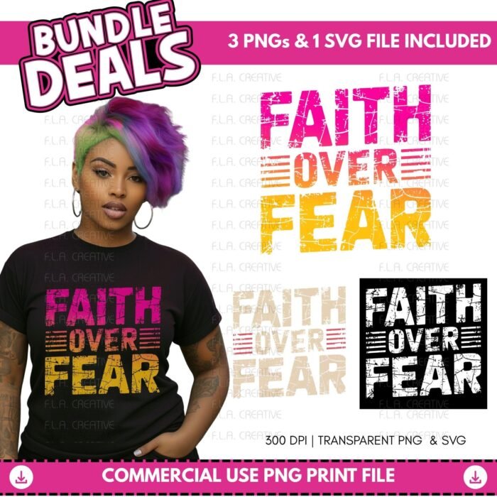 Faith Over Fear PNG Bundle, Christian Sublimation Designs (Digital Download)
