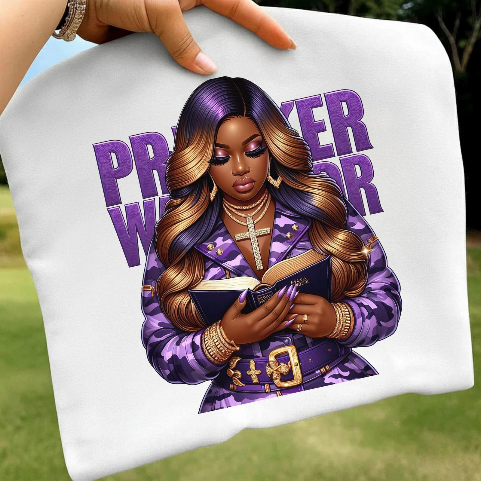 Prayer Warrior PNG, Christian Black Woman Clipart, Religious Sublimation Design, Gospel Shirt PNG, Faith Warrior Graphic, DTF Print File - Image 4