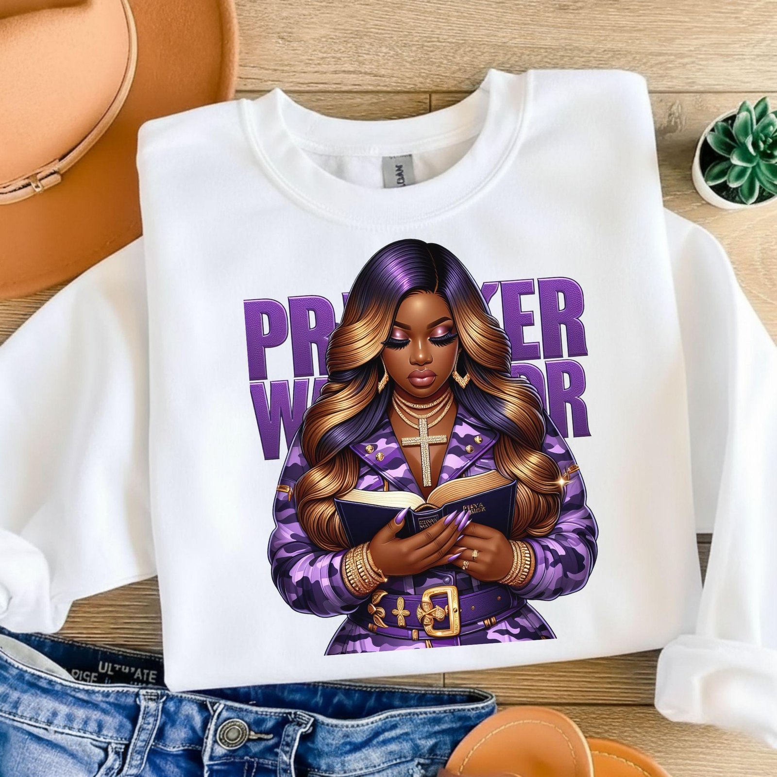 Prayer Warrior PNG, Christian Black Woman Clipart, Religious Sublimation Design, Gospel Shirt PNG, Faith Warrior Graphic, DTF Print File - Image 6
