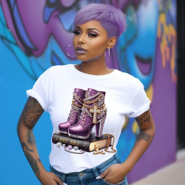 Prayer Warrior Boots PNG, Purple Christian Clipart, Holy Bible Faith Png, Glam Religious Sublimation Design, Gospel Shirt PNG, DTF Print Fil