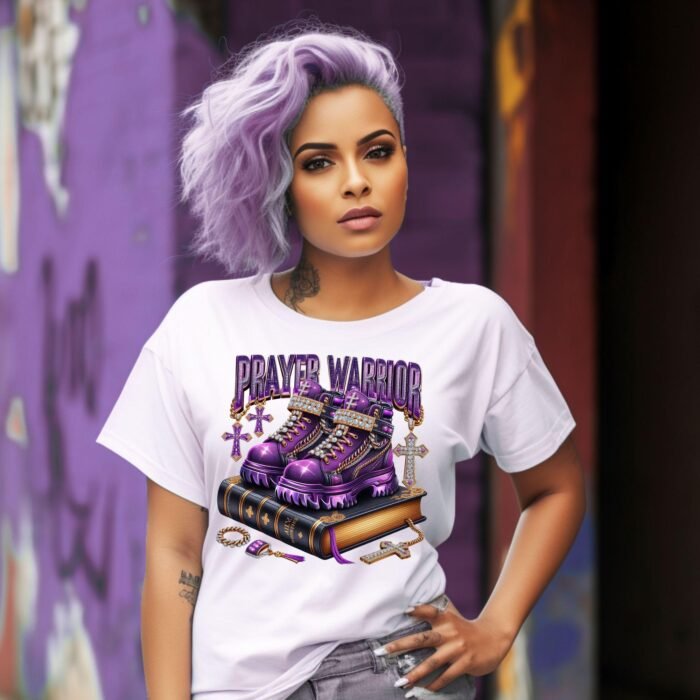 Prayer Warrior PNG, Christian Combat Boots Clipart, Purple Faith Png, Holy Bible Sublimation Design, Gospel Shirt Png, DTF, Religious Art