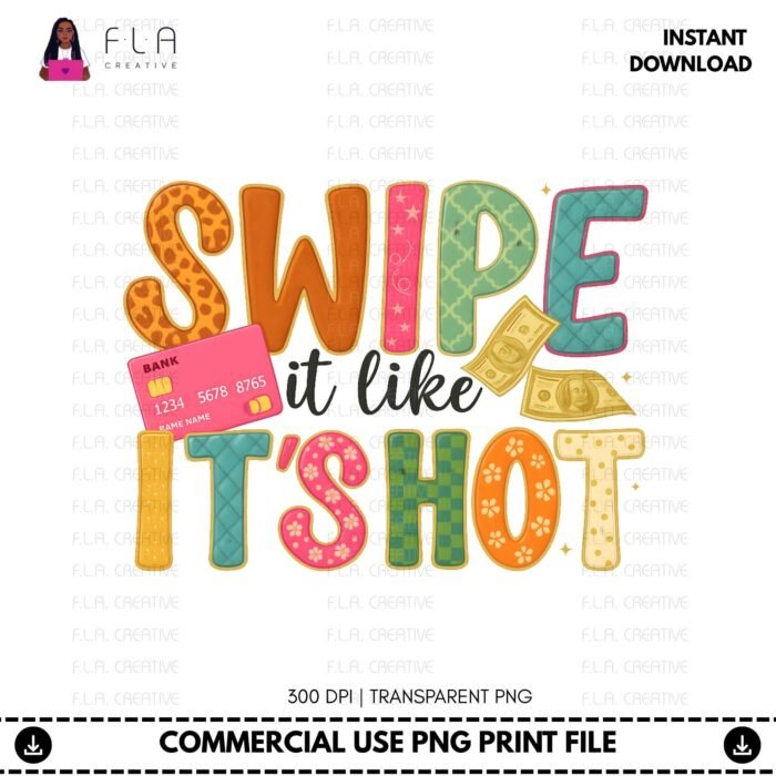 Alternative view of Swipe It Like It’s Hot PNG | Funny Christmas Shopping Shirt Design | Money Credit Card Retro PNG | DTF Sublimation Art