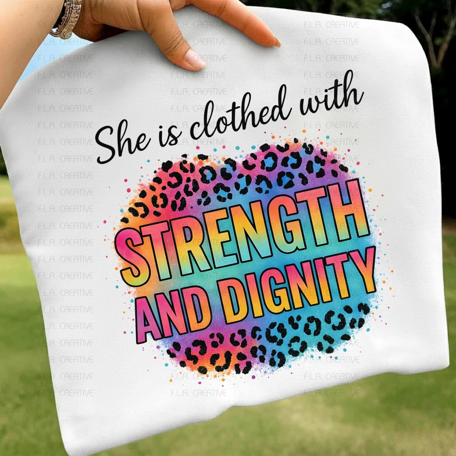 She Is Clothed With Strength and Dignity PNG, Christian Woman Leopard Print Design, Bible Verse Sublimation, Instant Digital Download - Image 3