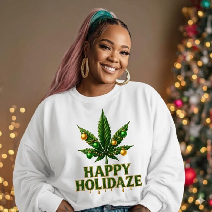 Happy Holidaze PNG, Weed Leaf Christmas Design, Cannabis Holiday Shirt PNG, Stoner Xmas Clipart, Funny Christmas PNG, Digital Download