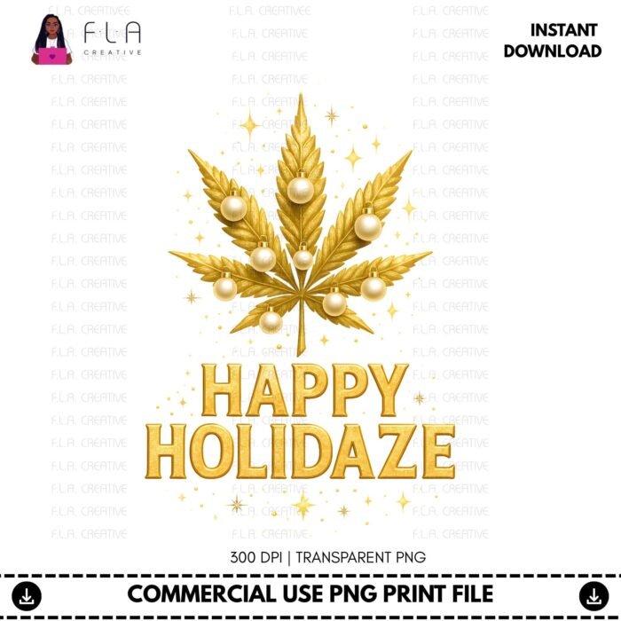 Alternative view of Happy Holidaze PNG, Weed Leaf Christmas Design, Cannabis Holiday Shirt PNG, Stoner Xmas Clipart, Funny Christmas PNG, Digital Download