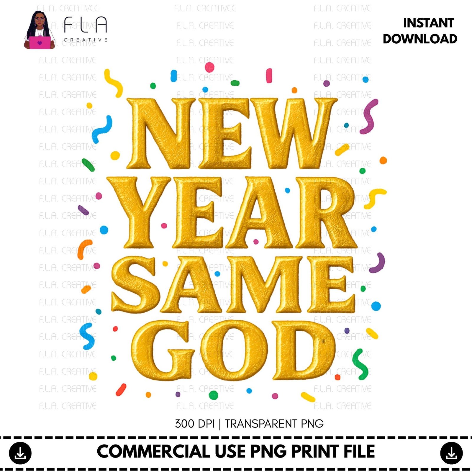 New Year Same God Confetti PNG, Christian New Year Shirt Design, Faith Quote Graphic, Religious Sublimation, DTF Print File - Image 2