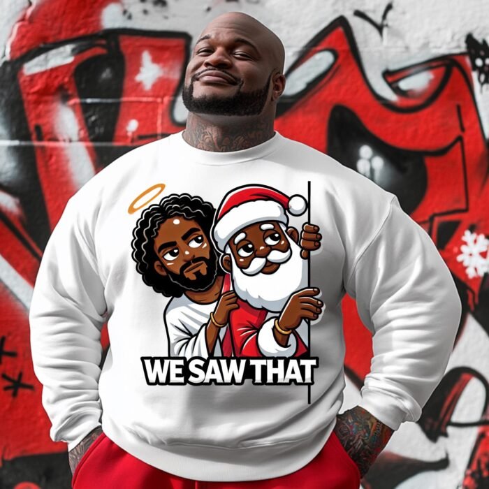 Black Santa and Jesus Christmas PNG: We Saw That 300 DPI Sublimation Design (Digital Download)
