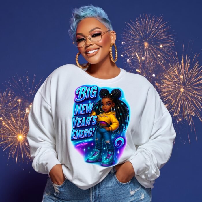Big New Year’s Energy PNG, Cute Black Girl New Year Sublimation Design, NYE Shirt Graphic, Afro Girl Clipart, Instant Digital Download