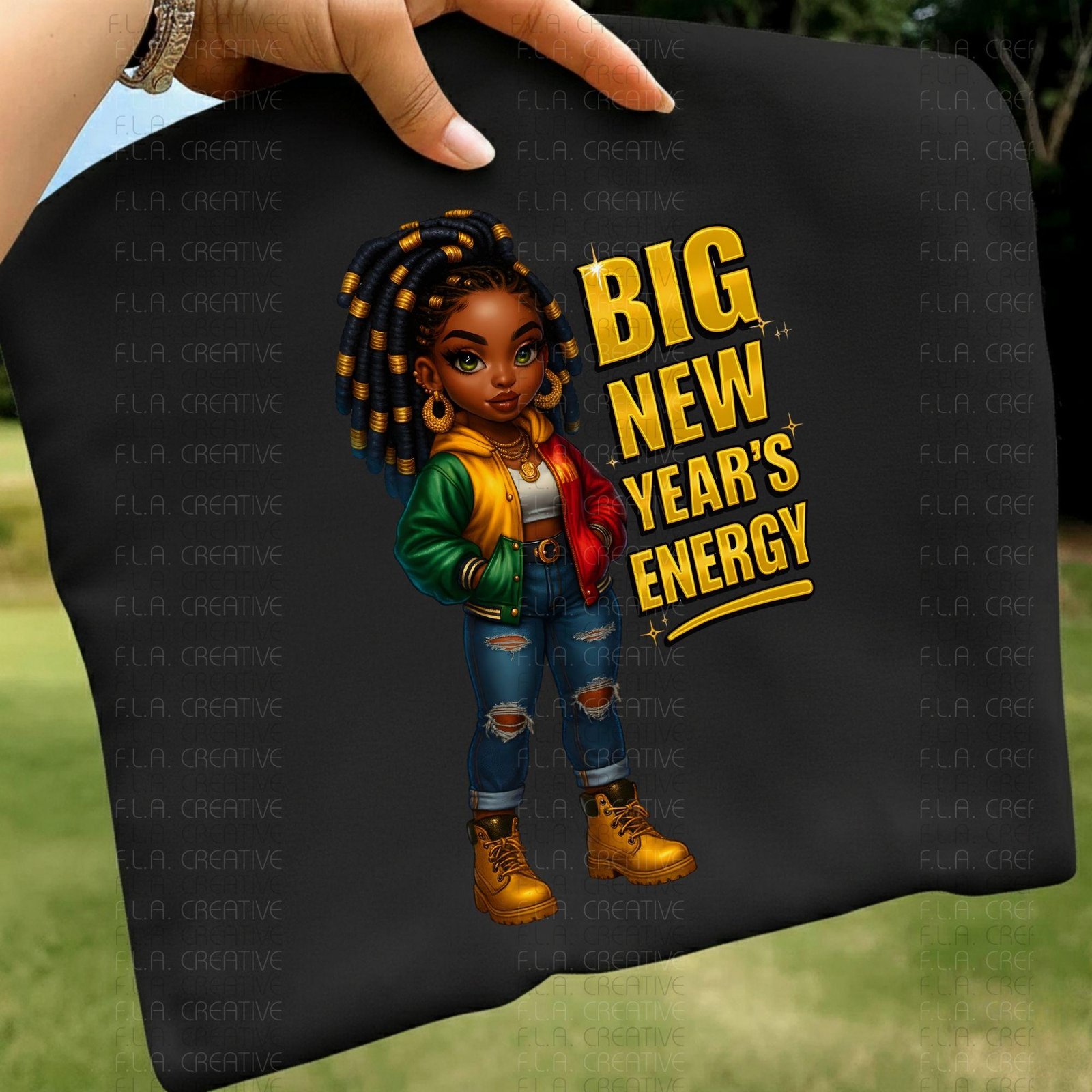 Big New Year’s Energy PNG, Cute Black Girl New Year Sublimation Design, NYE Shirt Graphic, Afro Girl Clipart, Instant Digital Download - Image 4