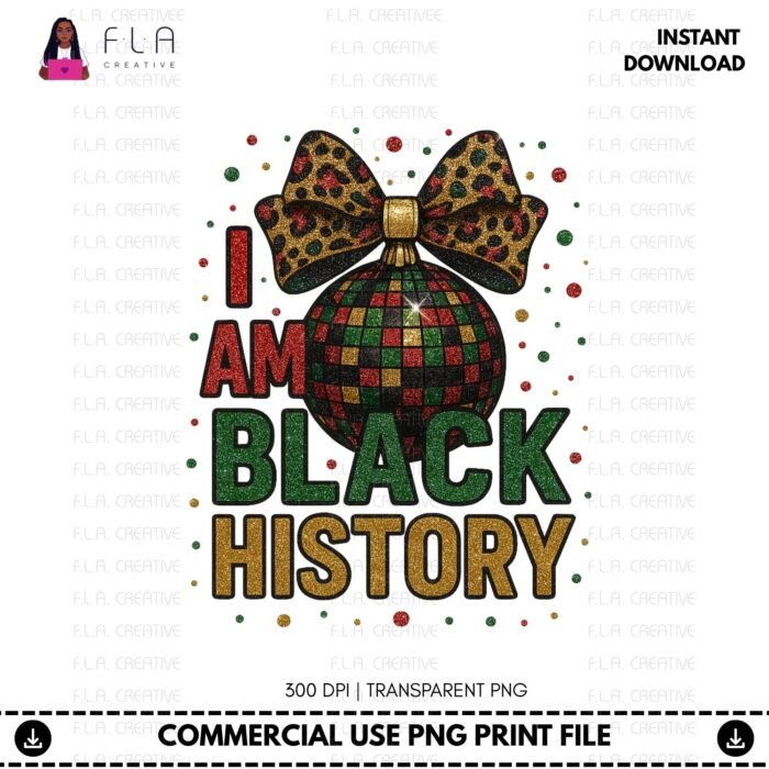 Alternative view of I am Black History PNG for Sublimation & DTF | Afrocentric Black Pride Shirt Design | Juneteenth Clipart