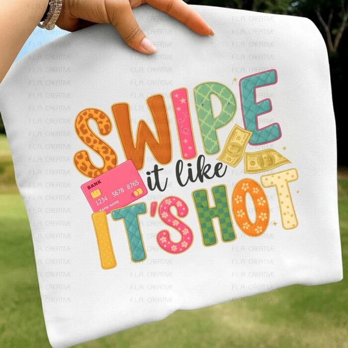Swipe It Like It’s Hot PNG | Funny Christmas Shopping Shirt Design | Money Credit Card Retro PNG | DTF Sublimation Art