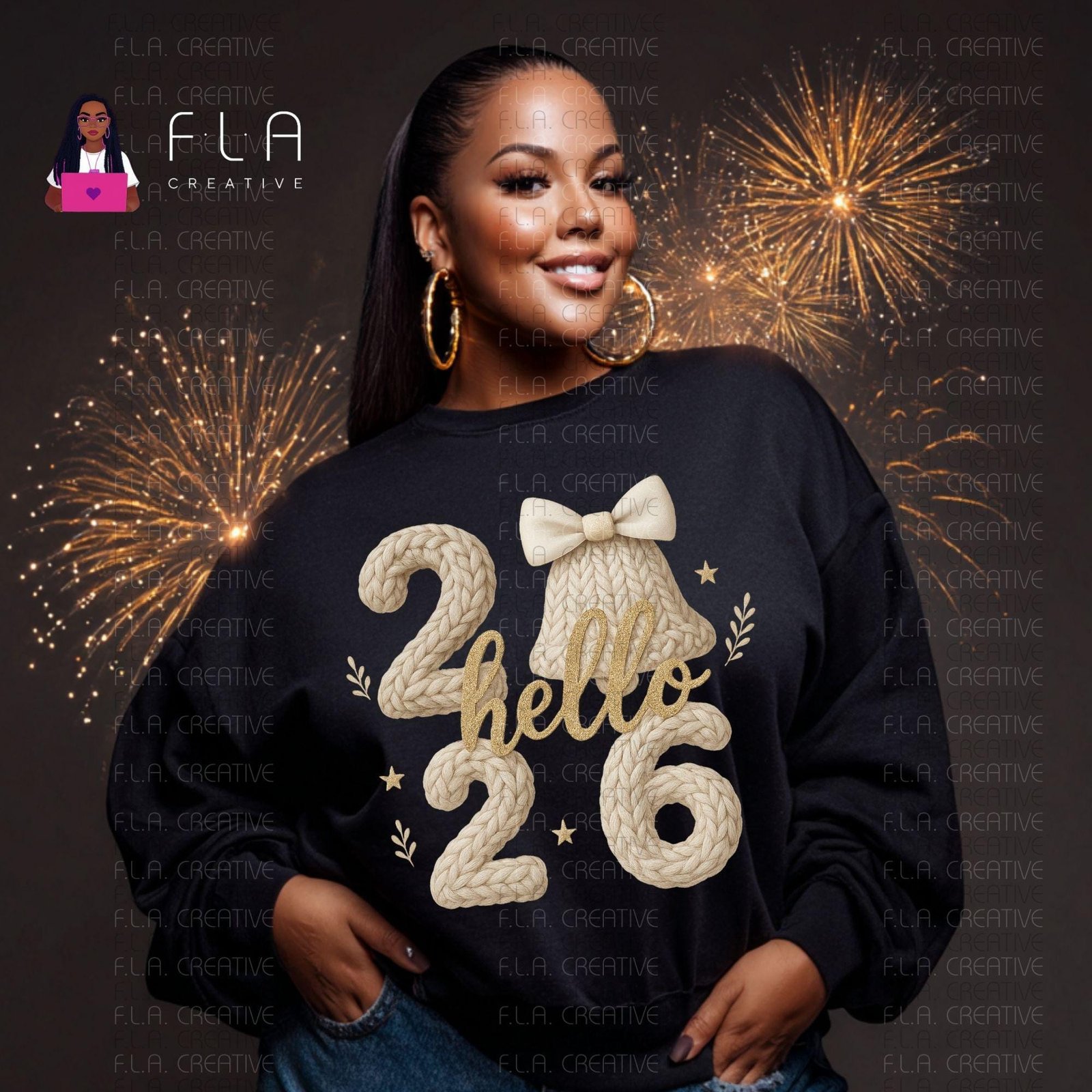 Hello 2026 PNG Bundle, New Year Shirt Png, Faux Knit 2026 Design, Sublimation Png, DTF Print File, Commercial Use - Image 5