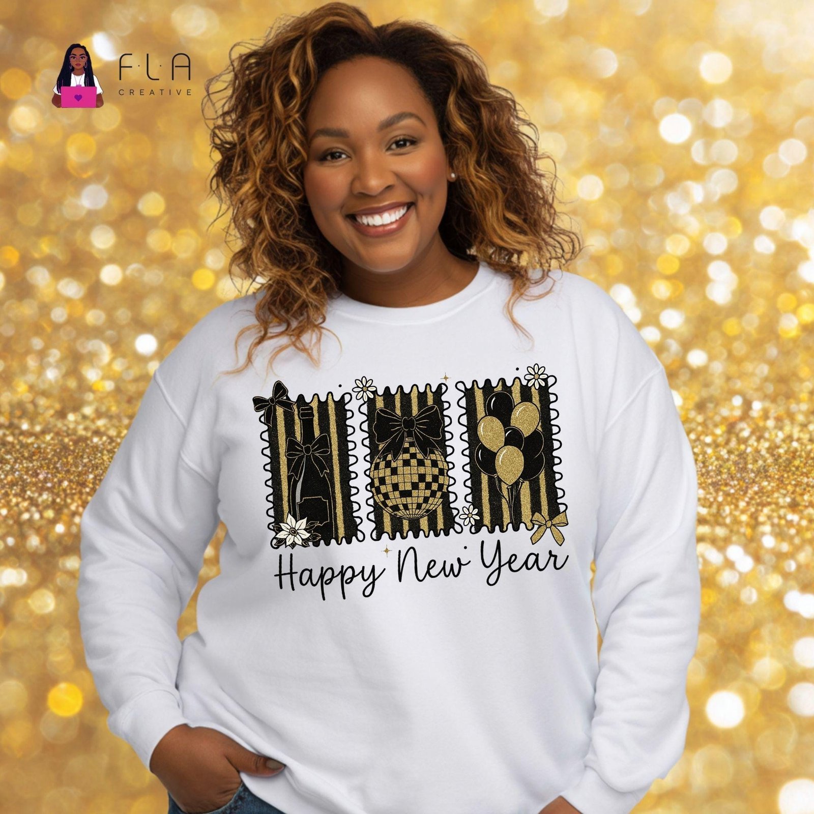 Happy New Year PNG Retro Pastel Stamps Design | New Year Shirt Sublimation PNG | Cute Champagne Disco Ball Balloons | Digital Download