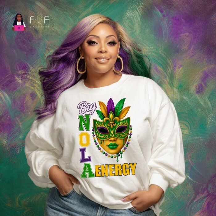 Big NOLA Energy Mardi Gras PNG | Carnival Mask Graphic for Shirts | New Orleans Party Design | Sublimation & DTF Print | Digital Download