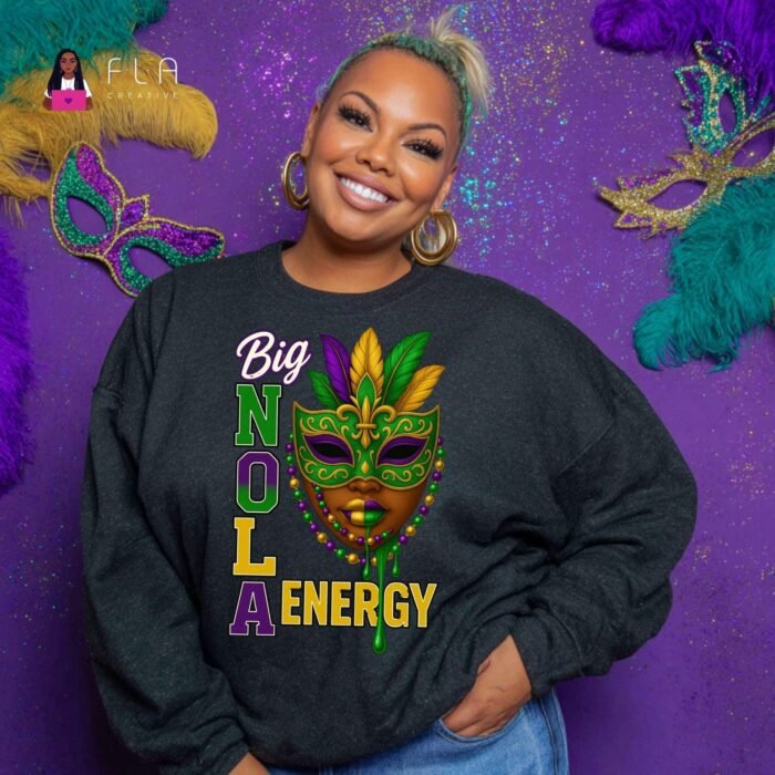 Big NOLA Energy Mardi Gras PNG | Carnival Mask Graphic for Shirts | New Orleans Party Design | Sublimation & DTF Print | Digital Download