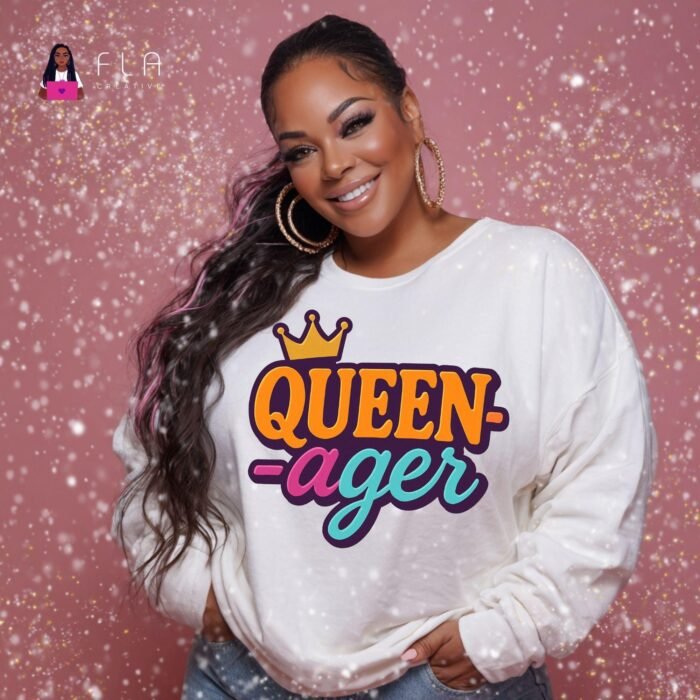 Queen Ager PNG | Teen Birthday Girl Queenager Shirt Design | Tween Age Graphic | Crown Clipart | Sublimation PNG | Instant Digital Download