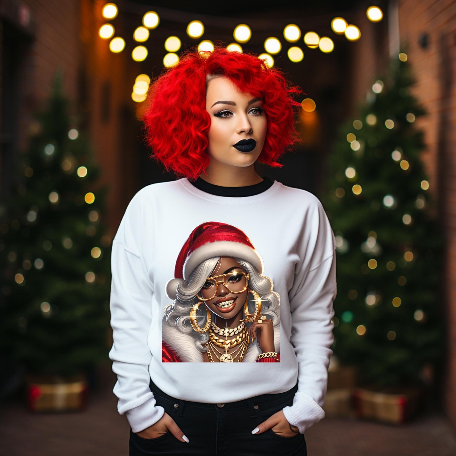 Hip Hop Santa PNG Bundle, Black Santa Clipart, Christmas PNG Set, Urban Santa Graphics, Afrocentric Xmas Art, Sublimation Designs, DTF Print - Image 2