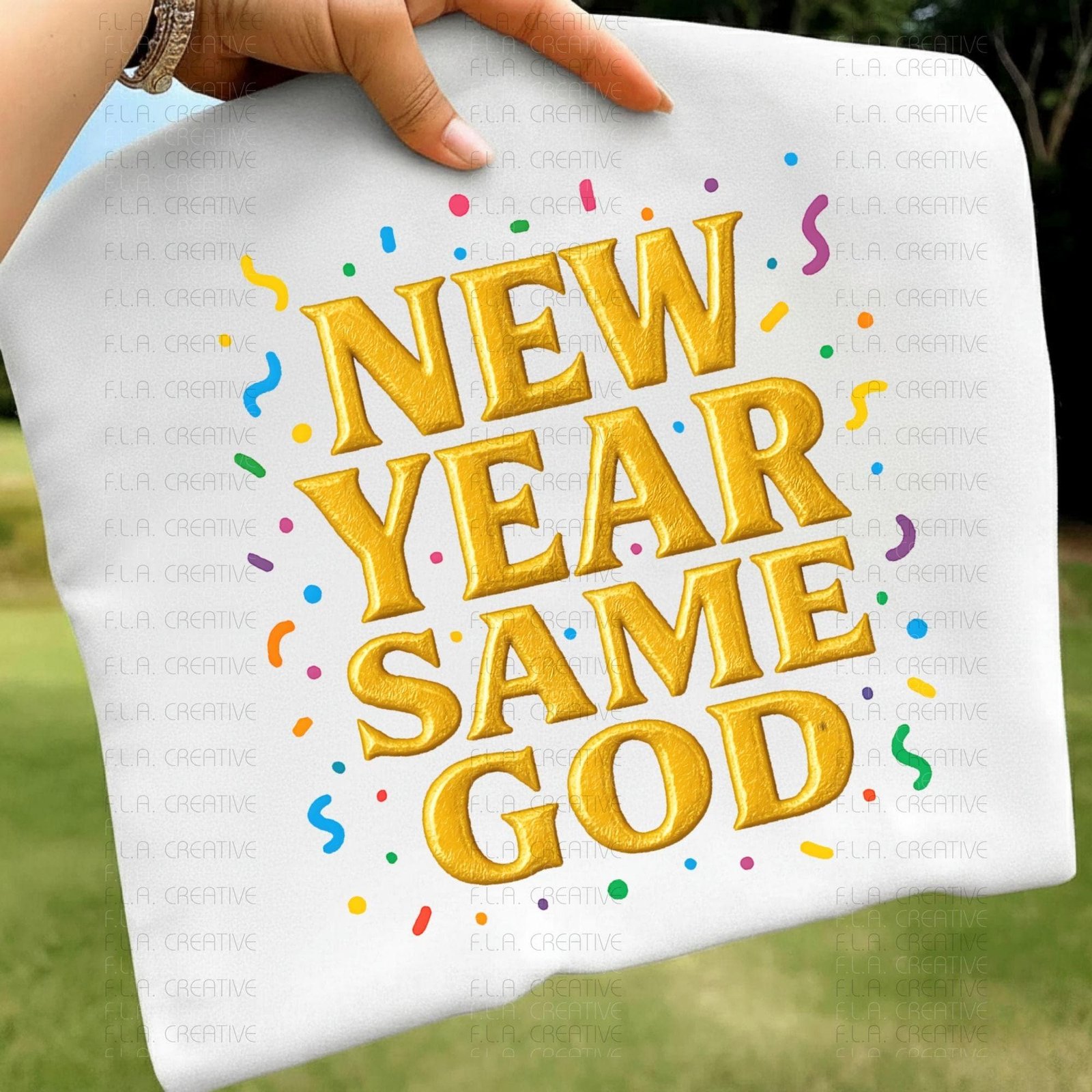 New Year Same God Confetti PNG, Christian New Year Shirt Design, Faith Quote Graphic, Religious Sublimation, DTF Print File - Image 3